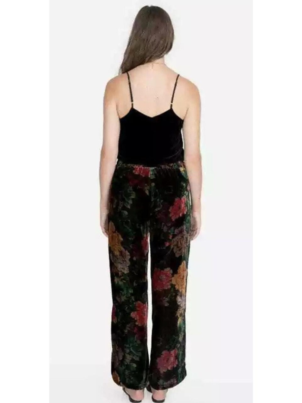 Johnny Was Sanne Velvet Pants Womens Small Black Floral Silk Blend - Picture 3 of 9